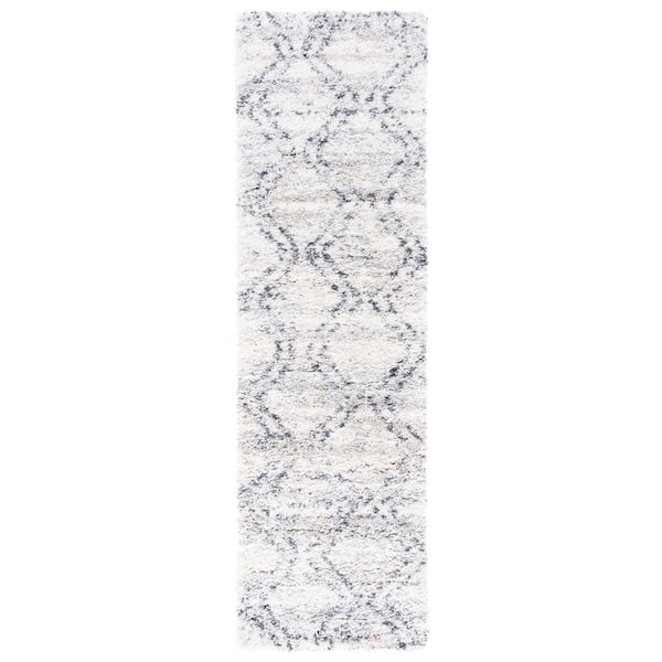 Fontana Shag 2 ft. x 6 ft. Ivory/Gray Zig-Zag Abstract Runner Rug