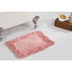 Shaggy Border Collection Pink 17 in. x 24 in. 100% Cotton Bath Rug