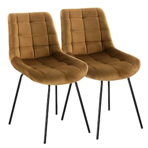 32 in. Brown High Back Tufted Adjustable Bar Stool with Chrome Base (Set of 2)
