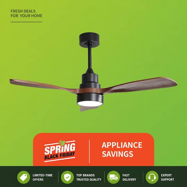 48 in. Integrated LED Indoor Downrod Mount Walnut Standard Ceiling Fan with Dimmable Light and Remote 6-Speed