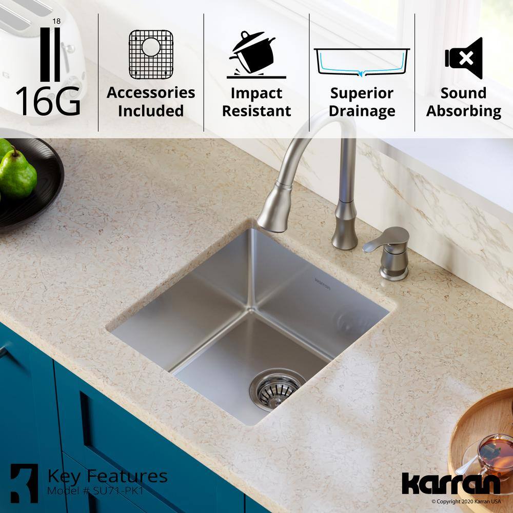 Satin Brushed Stainless Steel Single Bowl Undermount Kitchen Sink