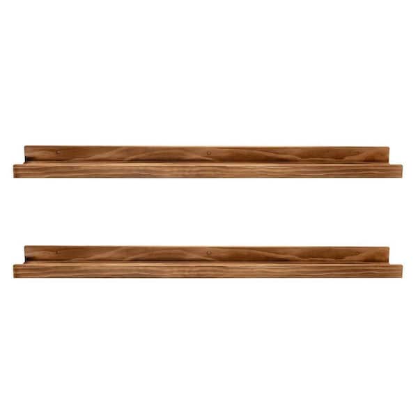 Unbranded 36 in. W x 4.5 in. D Brown ​Floating Decorative Wall Shelf with Lip Wall Shelf, Set of 2