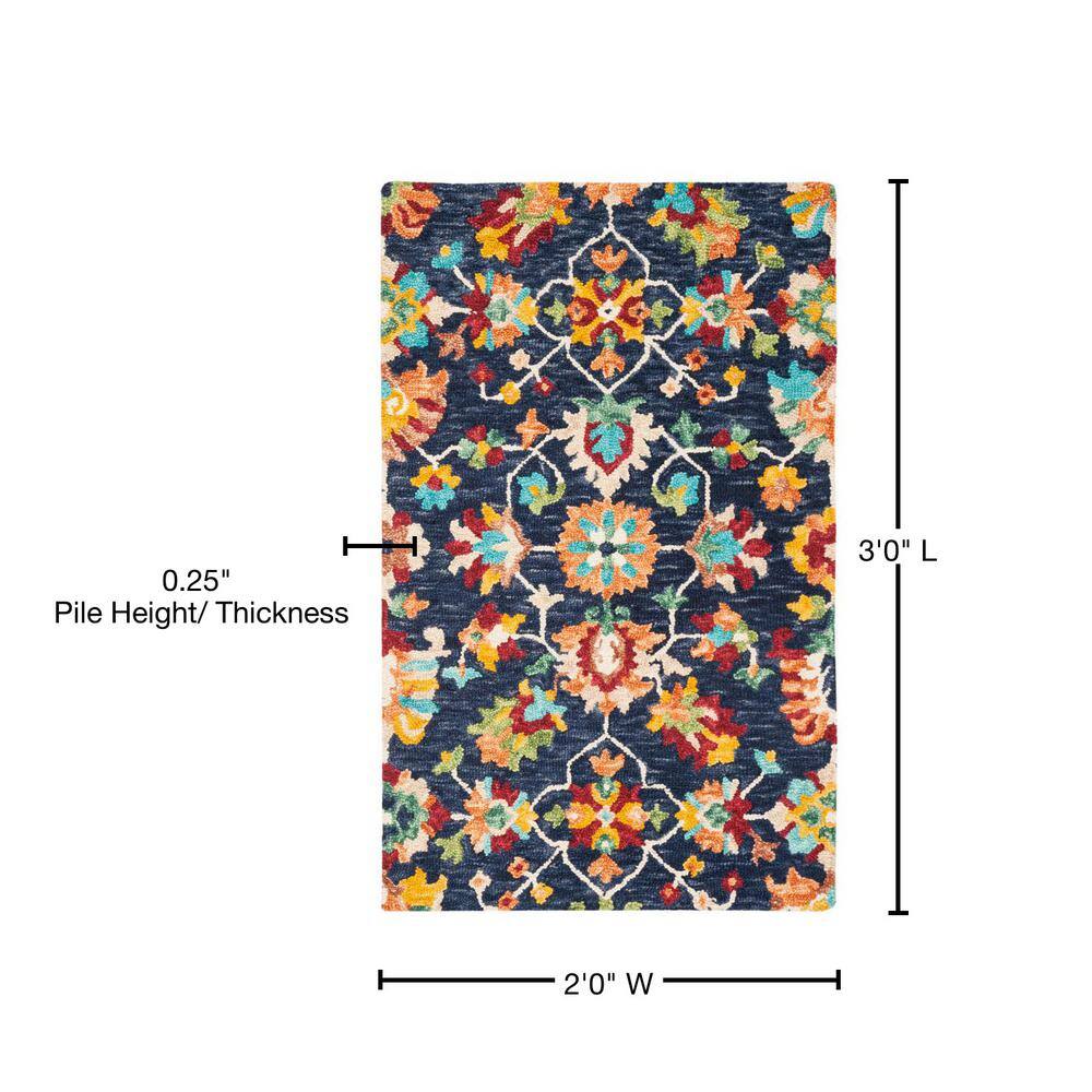 Handmade Tufted Wool Floral Rug in Red - 24" x 36"