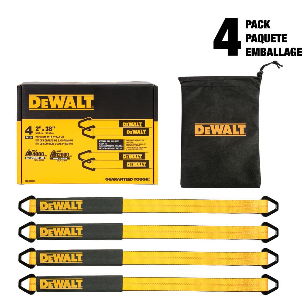 2 in. x 38 in. 4,000 lb. Safe Work Load / 12,000 lb. Break Strength - 4-Piece Premium Axle Strap Kit with Storage Bag price history on PriceWatchPro