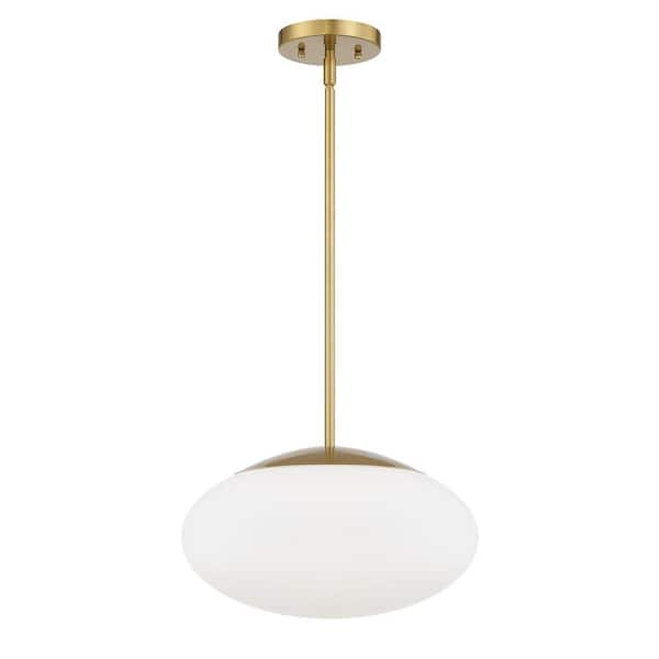 CRAFTMADE Gaze 60-Watt 1-Light Satin Brass Finish Dining/Kitchen Island 14 in. Pendant w/ Clear Glass Shade No Bulbs Included