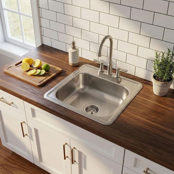 CozyBlock Hospitality 18 Gauge Stainless Steel 15 in Drop-in/Topmount 2 Hole Single Bowl Prep & Bar Sink ADA Compliant