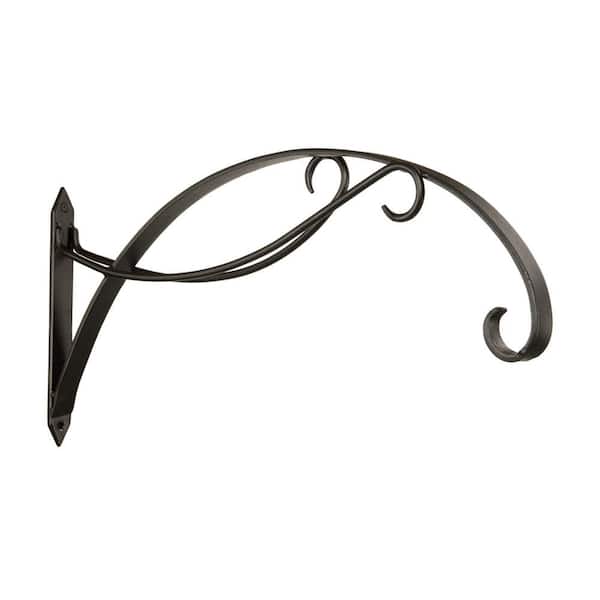 Curling Scroll Metal Bracket for Large Baskets, 23 in. Long, Black Powder Coat Finish