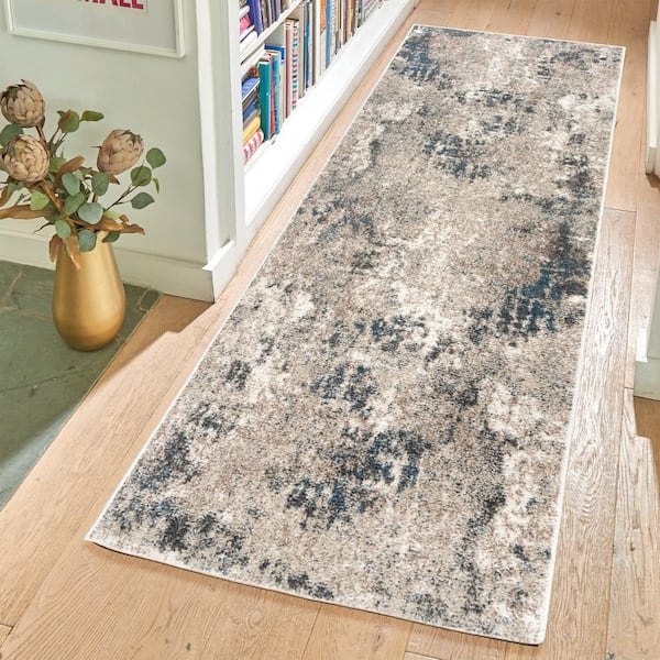 Heirloom Huma Beige 2 ft. x 6 ft. Abstract Indoor Runner Rug