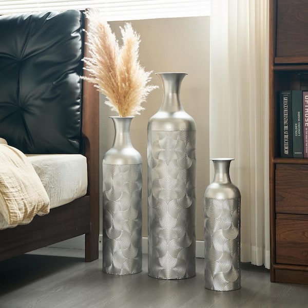 Silver 7.87 in..68 in..31 in. Metal Tall Floor Cylinder