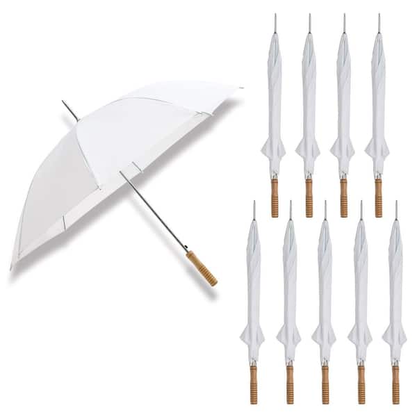 Trademark Innovations 48 in. White Manual Open Wedding Umbrella (10-Pack)
