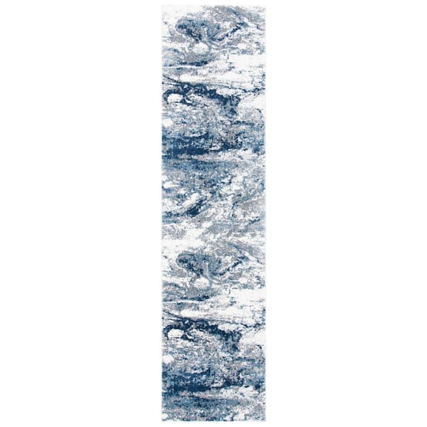 SAFAVIEH Lilypond Grey/Blue 2 ft. x 12 ft. Abstract Distressed Runner Rug