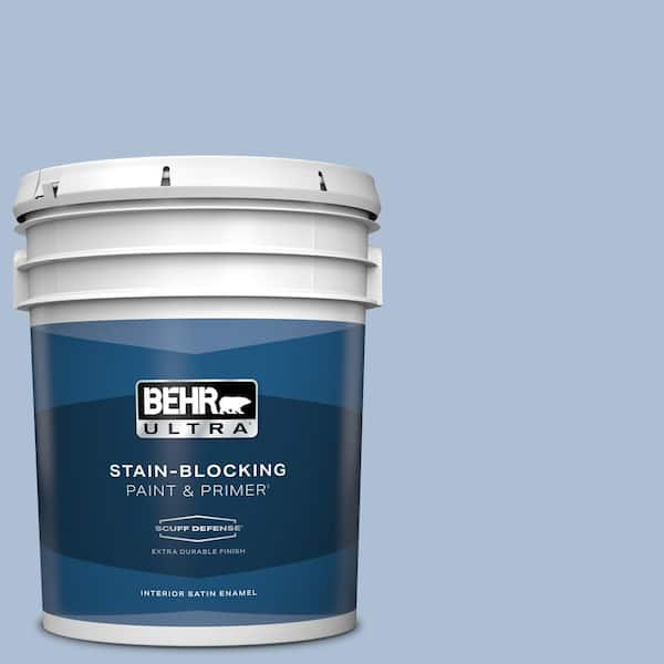 BEHR ULTRA 5 gal. #580E-3 Sweet Blue Extra Durable Satin Enamel Interior Paint & Primer