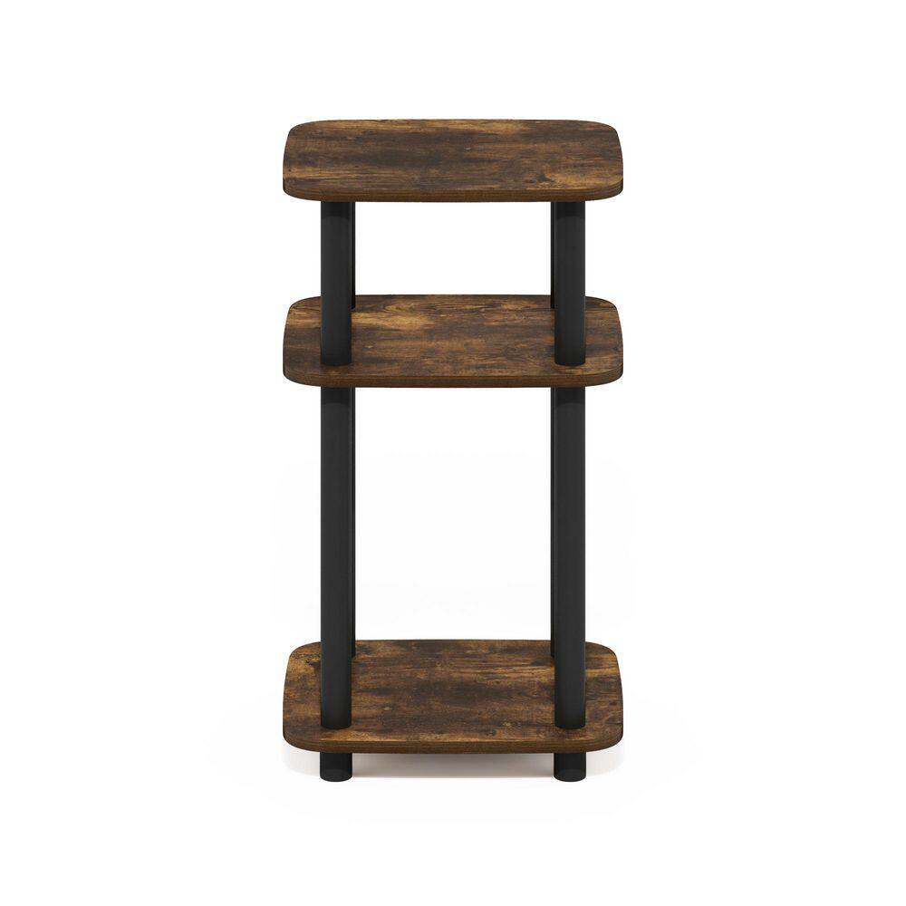 Just 13.15 in. Amber Pine/Black Rounded Rectangle Wood End Table - thumbnail 4