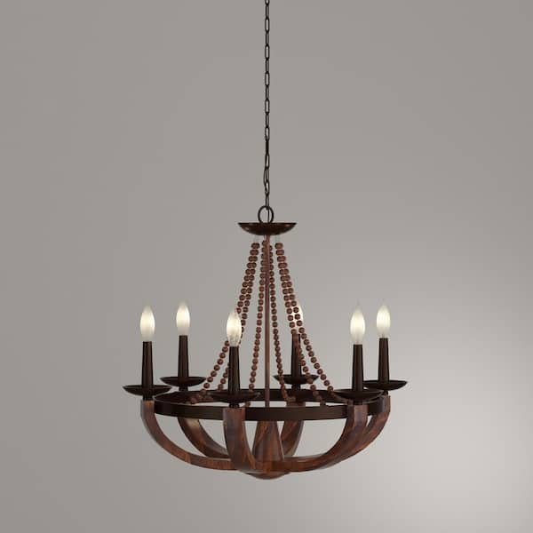 Generation Lighting Adan 6-Light Rustic Iron/Burnished Wood