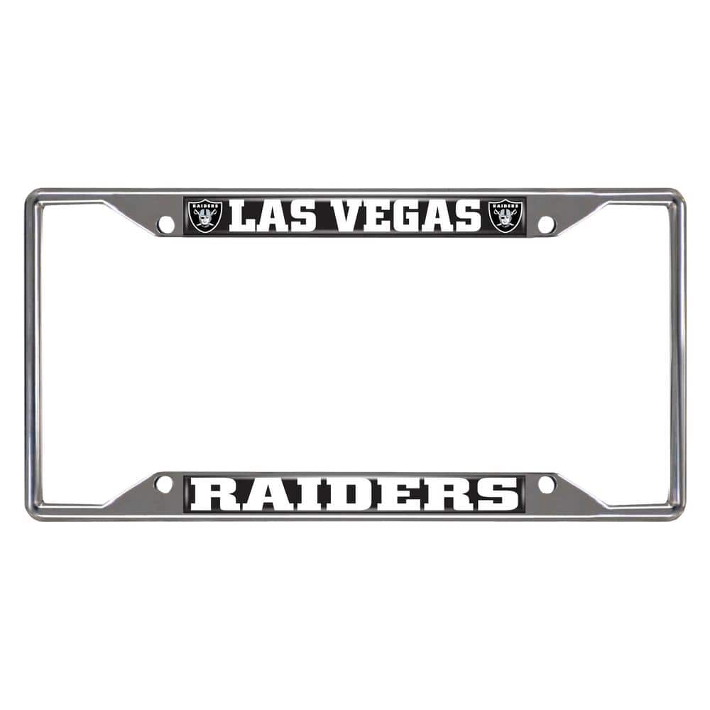 NFL Las Vegas Raiders Premium Chrome Zinc Alloy Team License Plate - 4 Screw Frame with 3D Molded Color Chrome NFL Logo - Chrome Background and Team