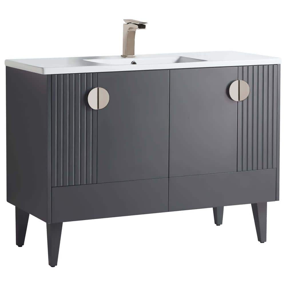 Venezian 48 in. W x 18.11 in. D x 33 in. H Bathroom Vanity Side Cabinet in Rock Gray with White Ceramic Top price history on PriceWatchPro