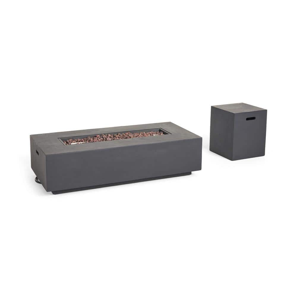 56" Dark Grey Concrete Gas Fire Pit Table with Tank Holder