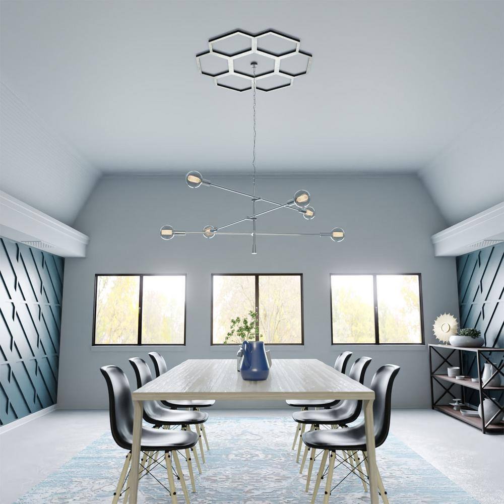 Antiqued Warm Silver Hexagonal PVC Ceiling Medallion