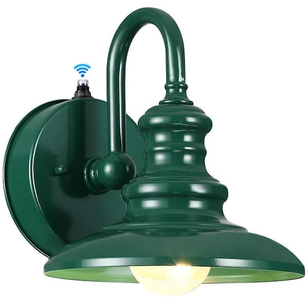 Modern 8.07 in. Green Dusk to Dawn Indoor/Outdoor Hardwired Barn Sconce with No Bulbs Included