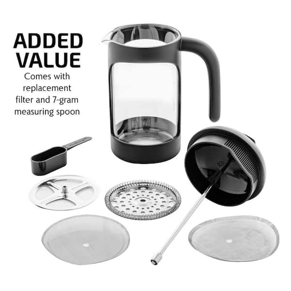 OVENTE 2.5-Cup Glass French Press Coffee and Tea Maker with Heat-Resistant  Handles FSL20S - The Home Depot