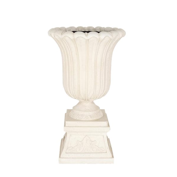 MPG 26.5 in. H. Light Aged White Entrance Urn