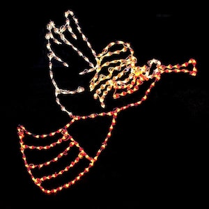 61 in. LED Angel with Horn Metal Framed Holiday Decor