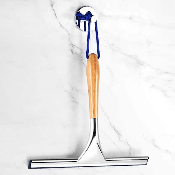 Shower Squeegee Clear Glass Wall Cleaner Wood Handle Window Squeegee Small  Squeegee for Glass Door Floors