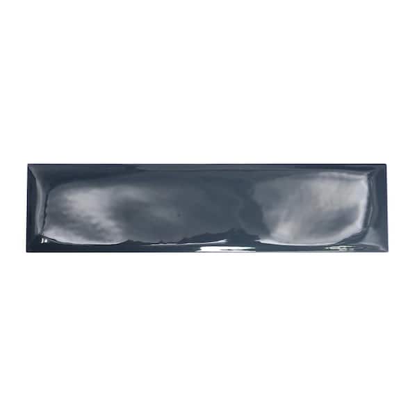 Estasi Navy 2.95 in. x 11.81 in. Glossy Ceramic Wall Tile (6.05 Sq. Ft./ Case)