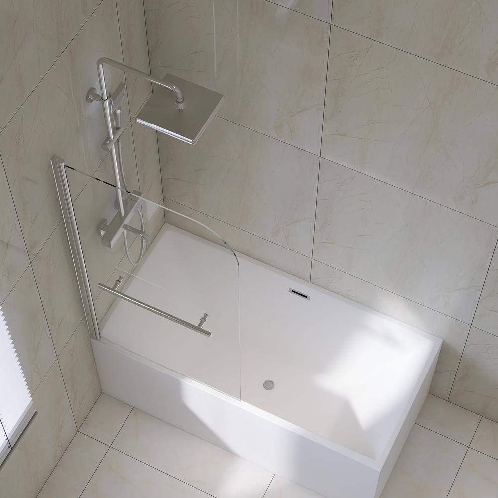31'' x 55'' Stainless Steel Clear Glass Pivot Tub Door