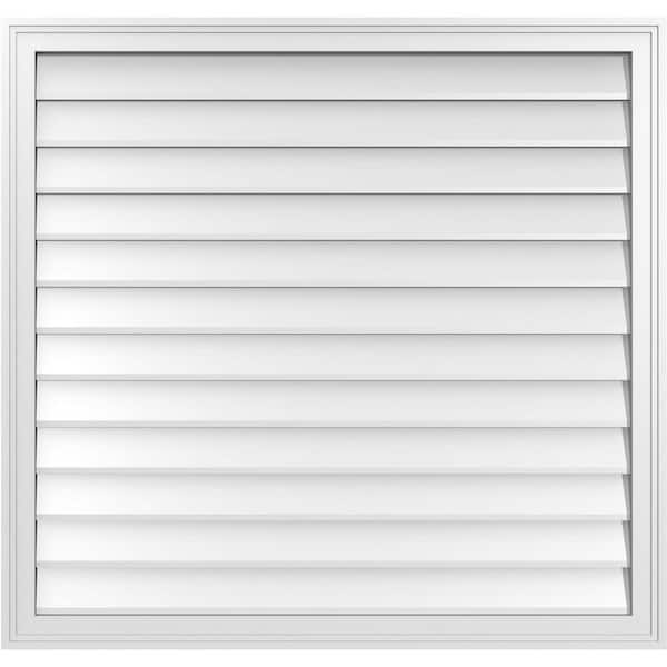 Ekena Millwork 40 in. x 38 in. Vertical Surface Mount PVC Gable Vent: Decorative with Brickmould Frame