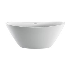 Nickelby 67.25 in. Acrylic Double Slipper Flatbottom Non-Whirlpool Bathtub in White with Integral Drain