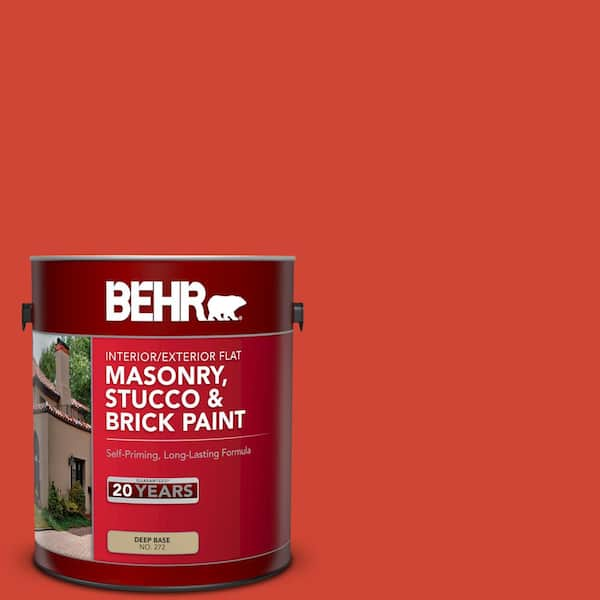 BEHR 1 gal. #P180-7 Top Tomato Flat Interior/Exterior Masonry, Stucco and Brick Paint