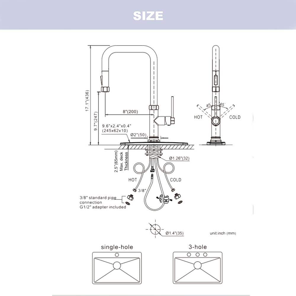 Chrome Single Handle Pull-Out Kitchen Faucet with Soap Dispenser