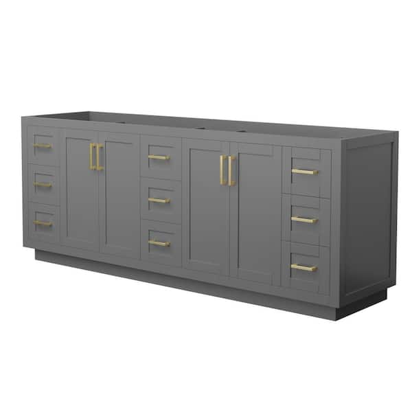 Wyndham Collection Miranda 83.25 in. W x 21.75 in. D x 33 in. H Double Bath Vanity Cabinet without Top in Dark Gray