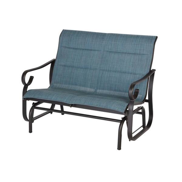 hampton bay crestridge steel padded sling outdoor patio glider