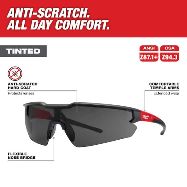Safety Glasses with Tinted Anti-Scratch Lenses (4-Pack)