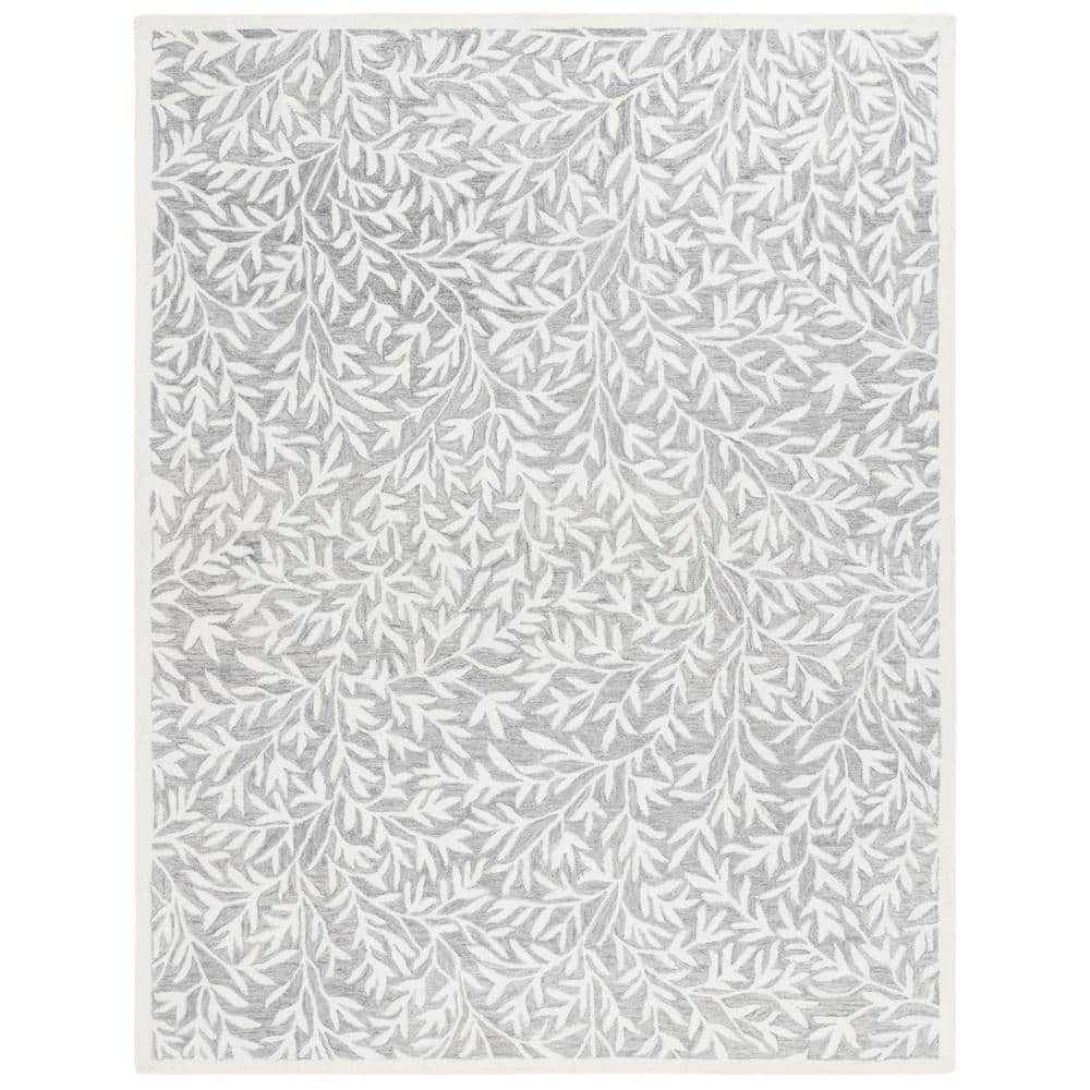 Grey and Ivory 4' x 6' Handmade Tufted Wool Area Rug