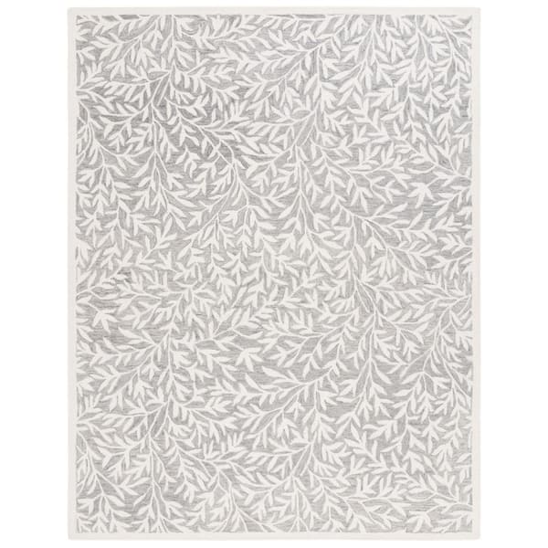 SAFAVIEH Martha Stewart Gray/Ivory 4 ft. x 6 ft. Border Abstract Floral Area Rug