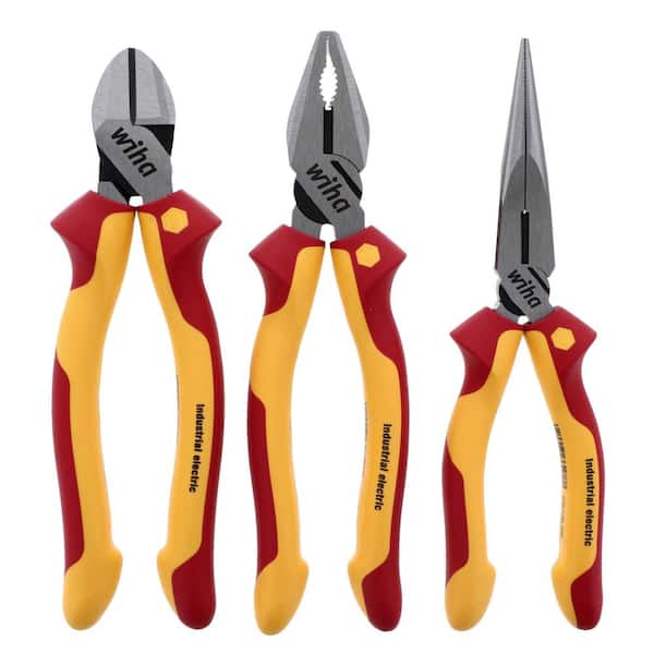 Wiha 3 Piece Insulated Industrial Pliers-Cutters Set
