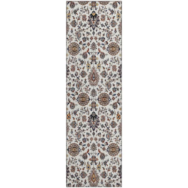 Mayfield Premium Machine Washable Abstract AMF2192 Ivory 2 ft. x 7 ft. Runner Rug