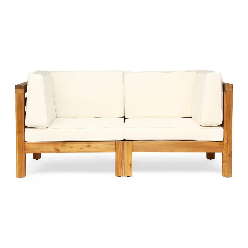 Seaham teak patio shop sectional with cushions