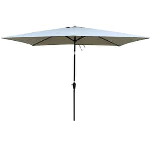 6 ft. x 9 ft. Patio Market Umbrella Outdoor Waterproof Umbrella with Crank & Push Button Tilt without Flap in Frozen Dew