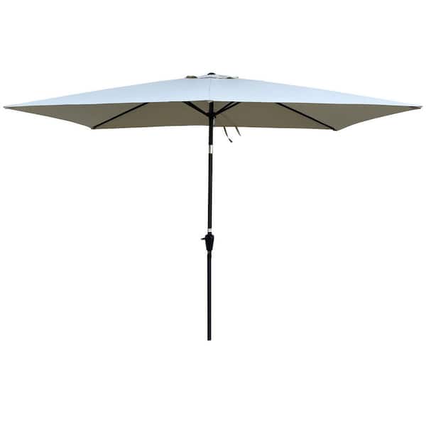 cenadinz 6 ft. x 9 ft. Patio Market Umbrella Outdoor Waterproof Umbrella with Crank & Push Button Tilt without Flap in Frozen Dew