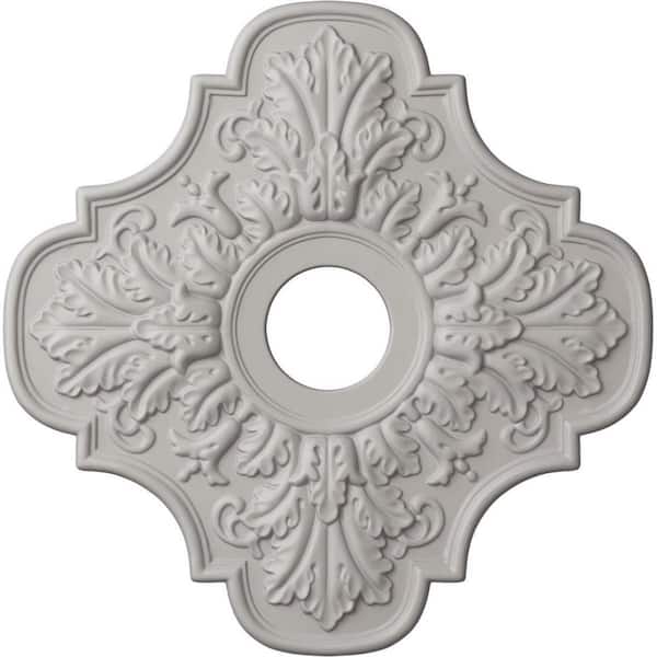 Ekena Millwork 1 in. x 17-3/4 in. x 17-3/4 in. Polyurethane Peralta Ceiling Medallion, Ultra Pure White