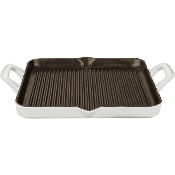 La Cuisine 1 Qt. Cast Iron Rectangular Grill Pan with White Enamel