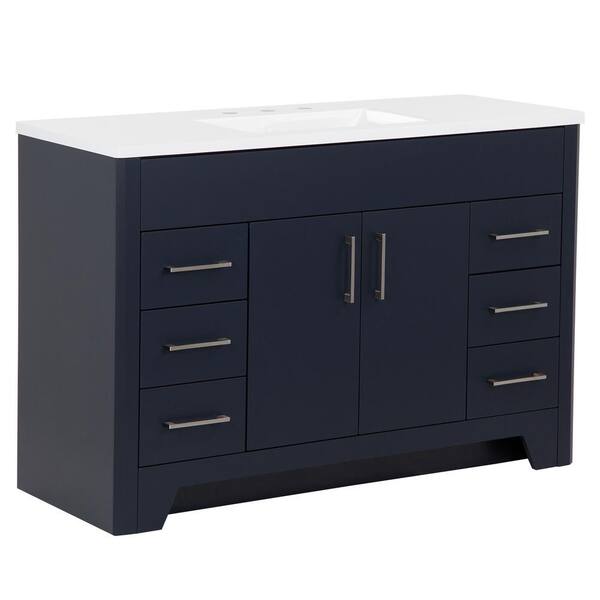 Home Decorators Collection Radien 48 in. W x 19 in. D x 34 in. H Double  Sink Bath Vanity in Admiral Blue with White Cultured Marble Top RN48P2-AE -  The Home Depot