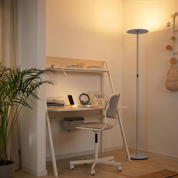 Brightech Sky Flux 67 in. Platinum Silver Industrial 1-Light