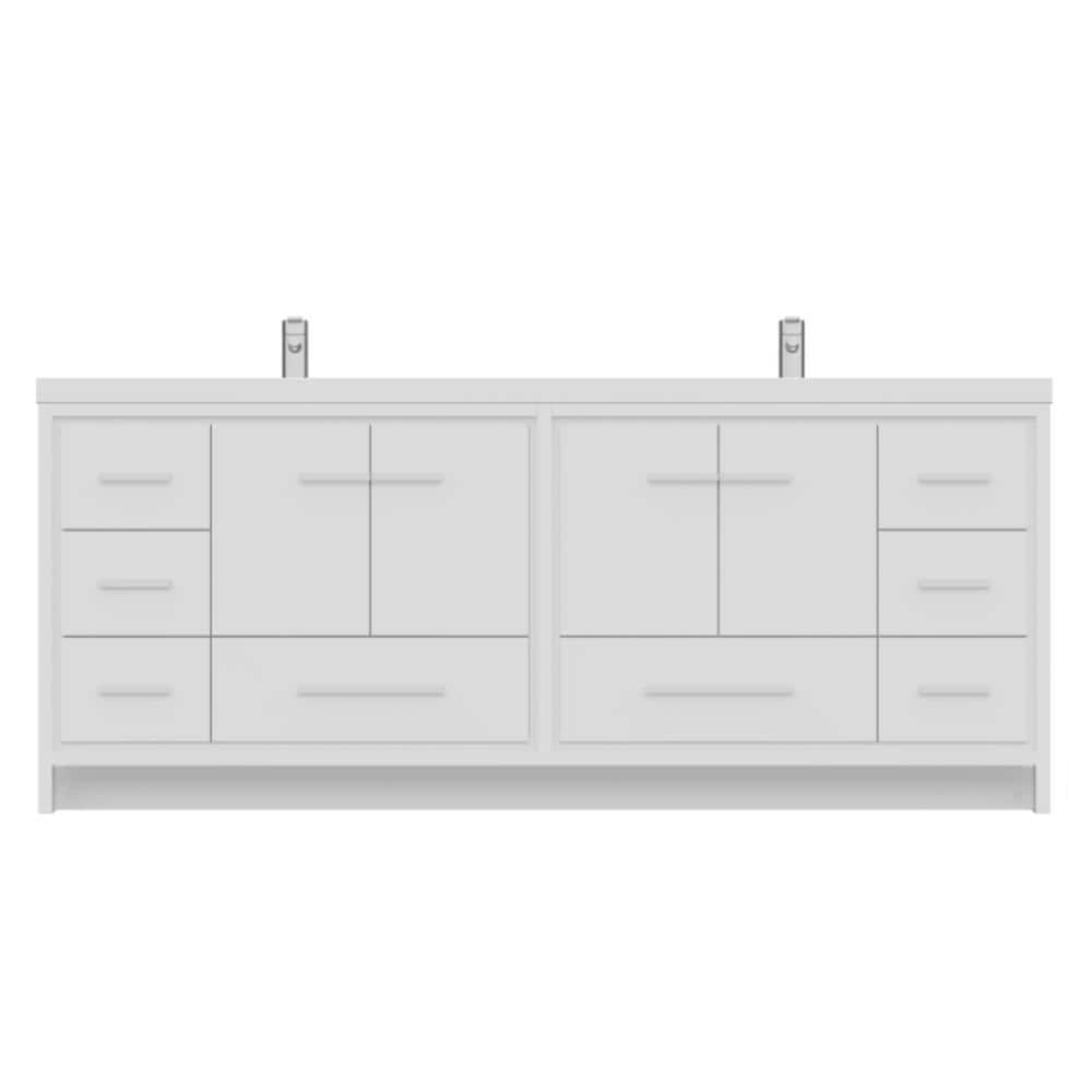 Sortino 84" White Double Freestanding Bathroom Vanity with Acrylic Sink