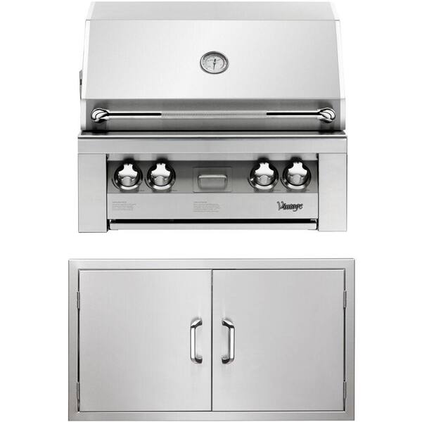 30 in. Built-In Natural Gas Grill in Stainless with Double Access Doors ...