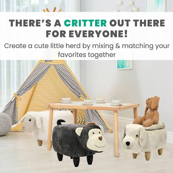 Critter Sitters White Sheep Plush Animal Shape Ottoman CSSHPOTT-WHT - The  Home Depot